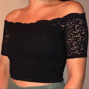 Lace Off the Shoulder Crop Top